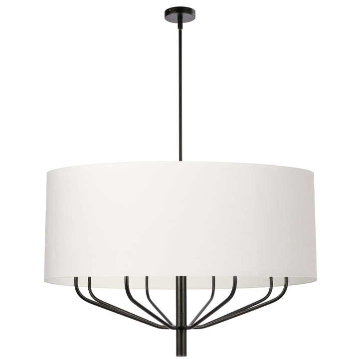 Steel Curve Up Arm with Fabric Drum Shade Chandelier