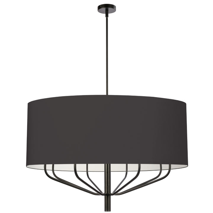 Steel Curve Up Arm with Fabric Drum Shade Chandelier