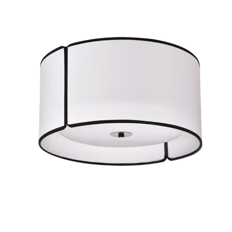 Steel Frame with Fabric Drum Shade Flush Mount