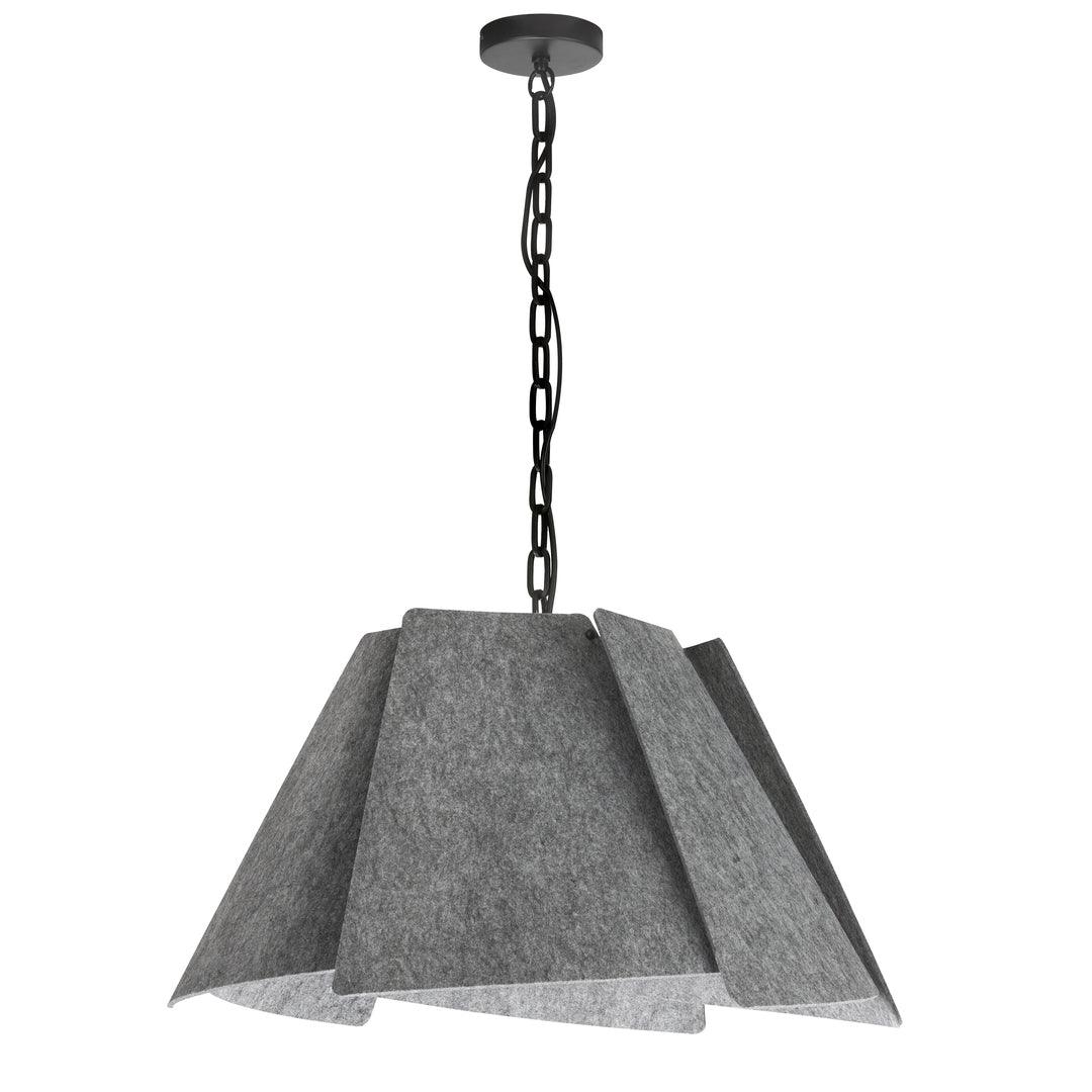 Matte Black with Folded Grey Felt Shade Chandelier - LV LIGHTING