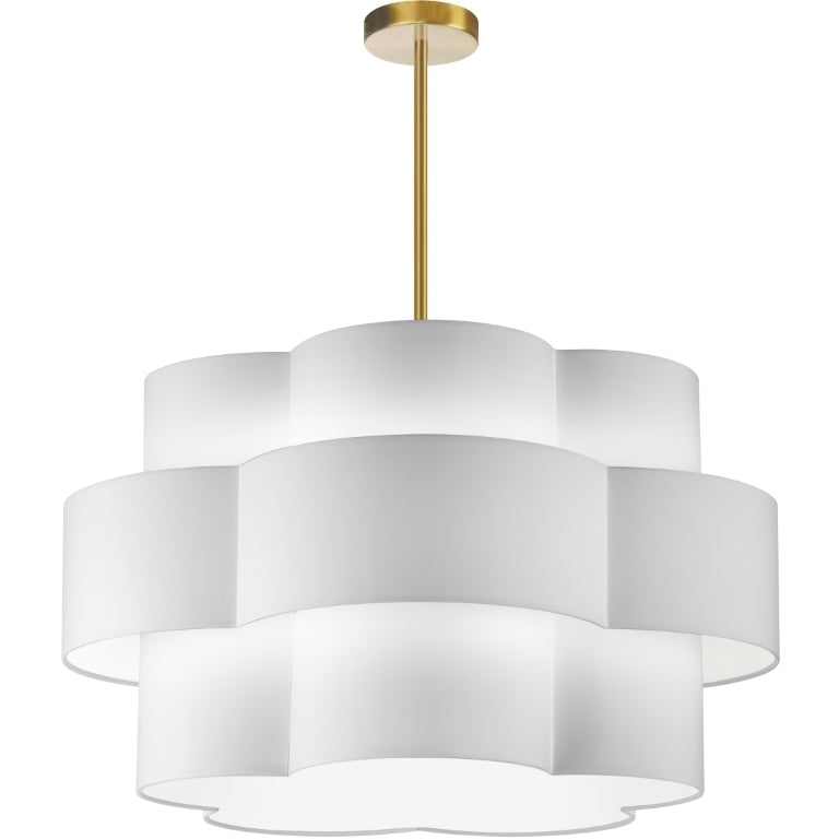 Steel Frame with Phlox Fabric Shade 3 Tier Chandelier