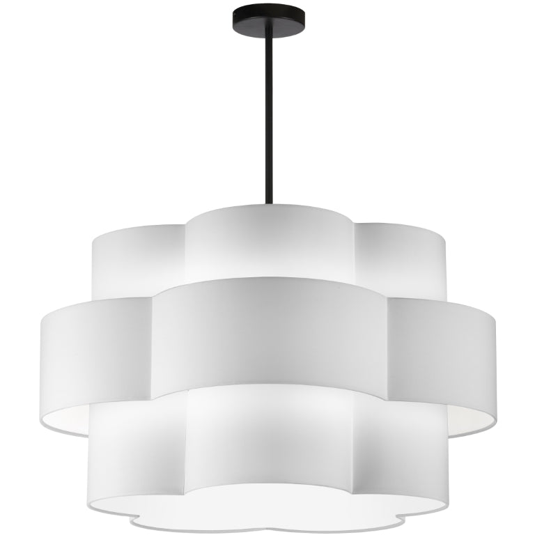 Steel Frame with Phlox Fabric Shade 3 Tier Chandelier