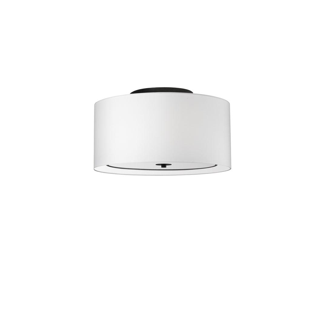 Matte Black Frame with White Fabric Drum Shade Flush Mount - LV LIGHTING