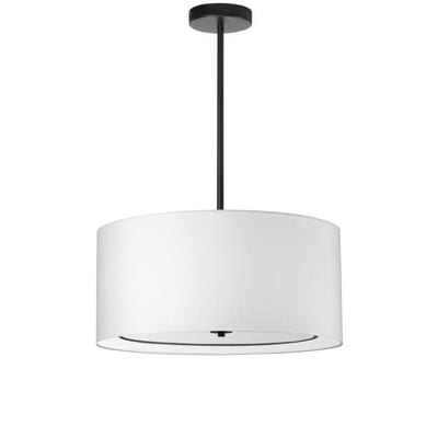 Matte Black Frame with White Fabric Drum Shade Chandelier - LV LIGHTING