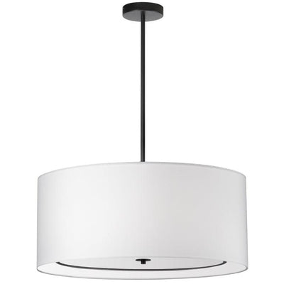 Matte Black Frame with White Fabric Drum Shade Chandelier - LV LIGHTING