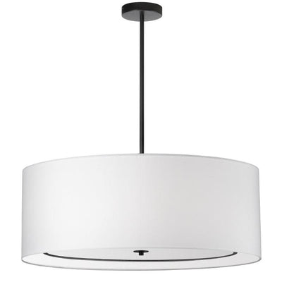 Matte Black Frame with White Fabric Drum Shade Chandelier - LV LIGHTING