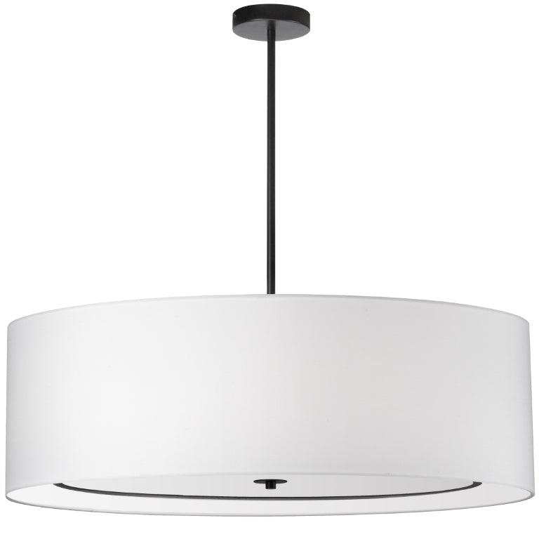 Matte Black Frame with White Fabric Drum Shade Chandelier - LV LIGHTING