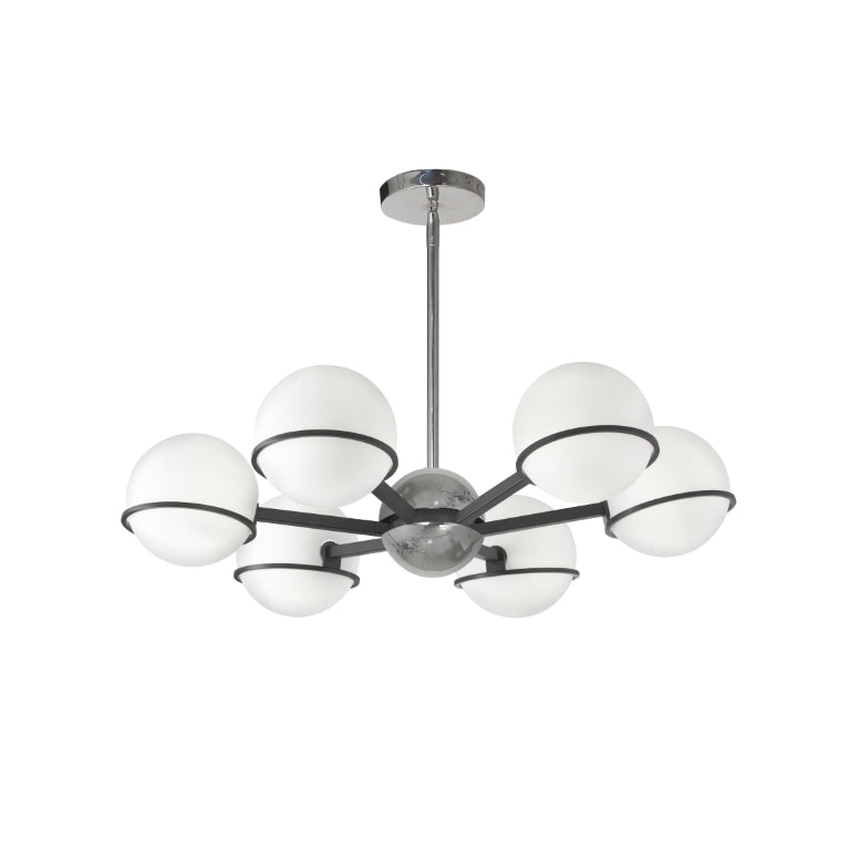 Steel Frame with Frosted Glass Globe Chandelier