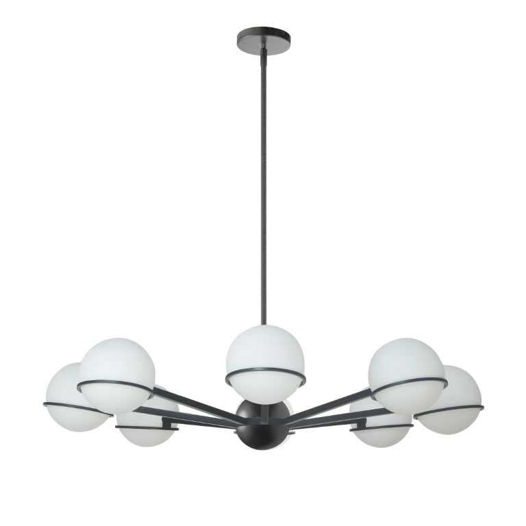 Steel Frame with Frosted Glass Globe Chandelier