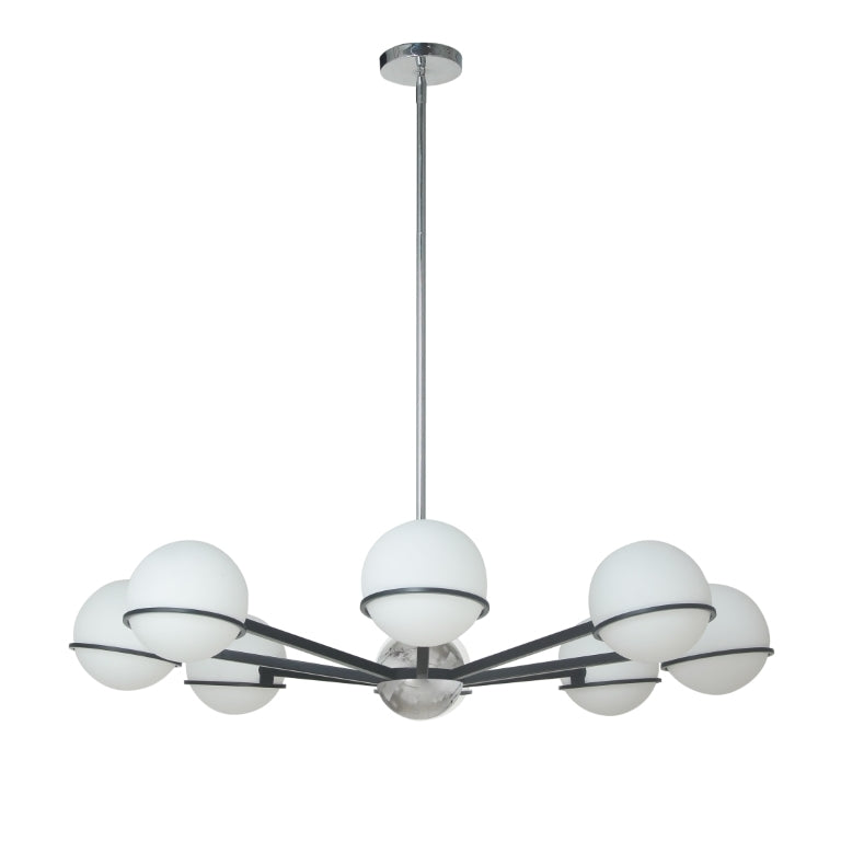 Steel Frame with Frosted Glass Globe Chandelier