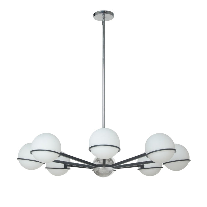 Steel Frame with Frosted Glass Globe Chandelier