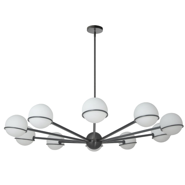 Steel Frame with Frosted Glass Globe Chandelier