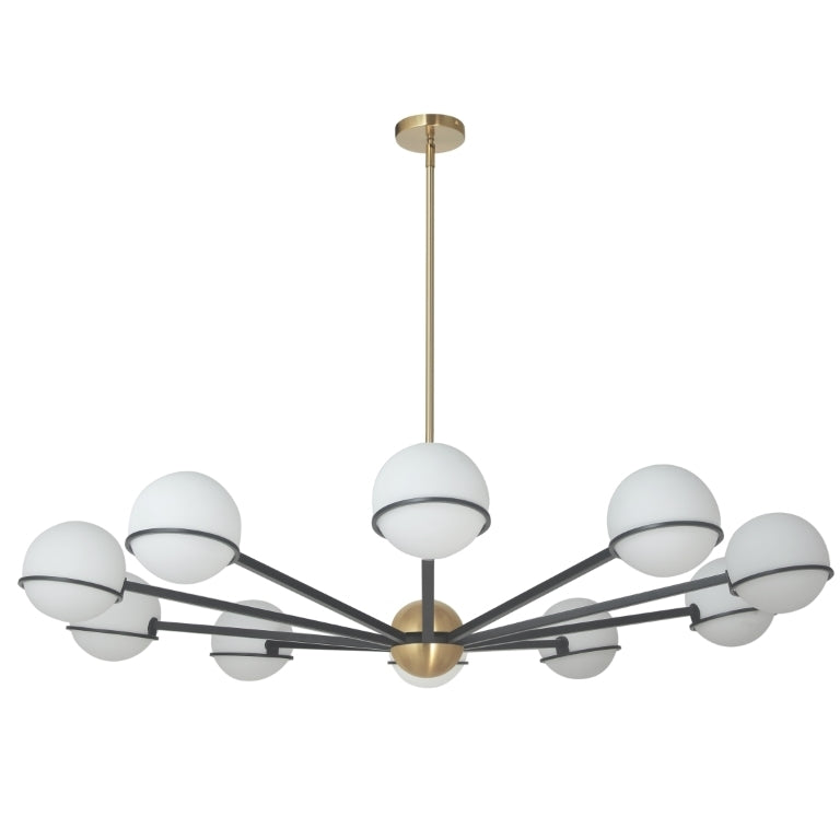 Steel Frame with Frosted Glass Globe Chandelier