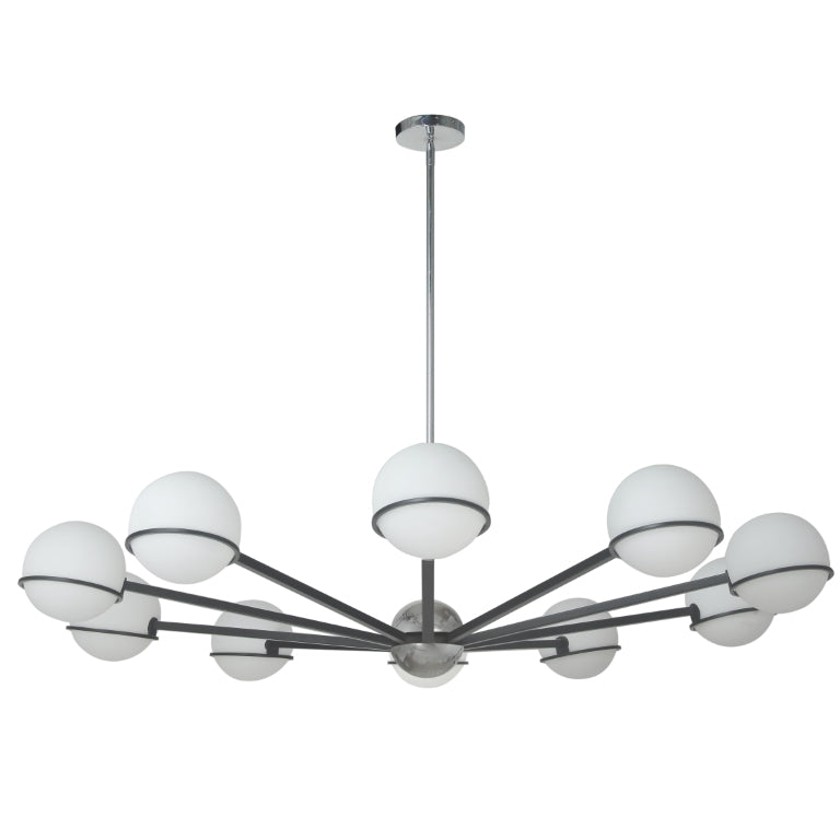 Steel Frame with Frosted Glass Globe Chandelier
