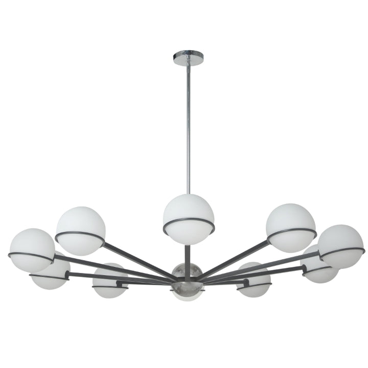Steel Frame with Frosted Glass Globe Chandelier
