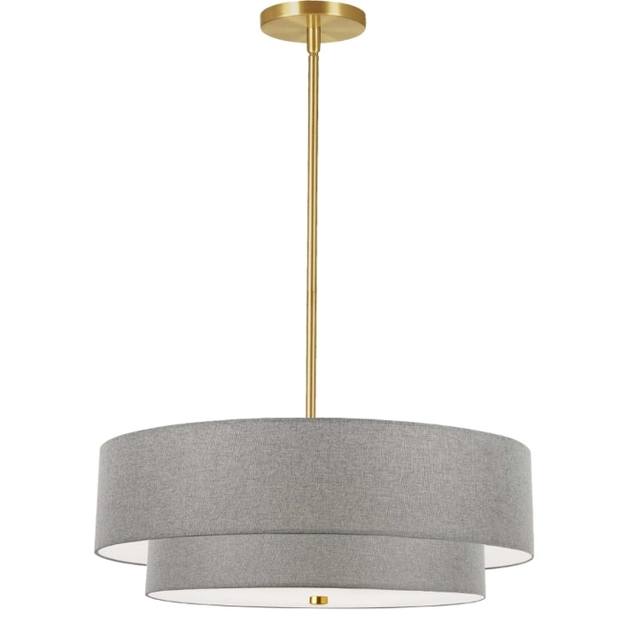 Steel Frame with Fabric Shade 2 Tier Chandelier