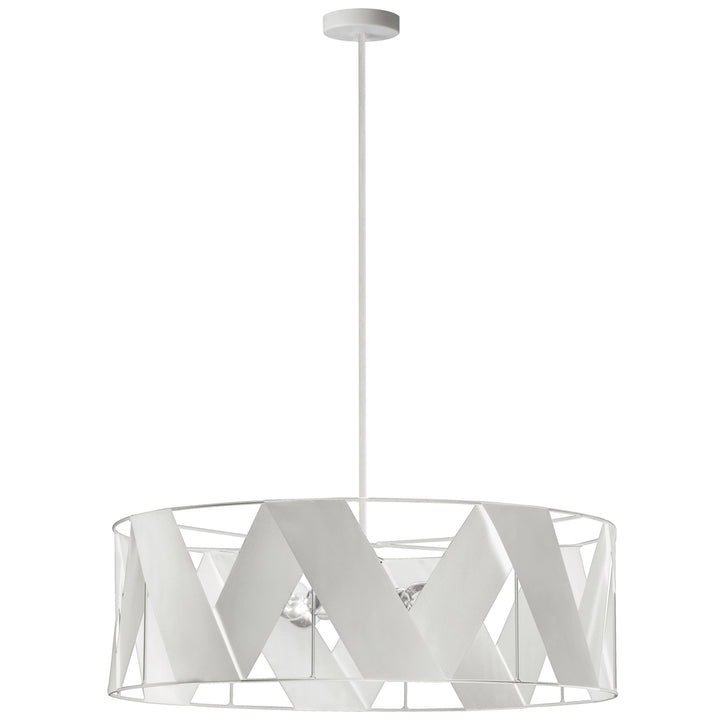 Steel Round Frame with Wrapped Ribbon Chandelier