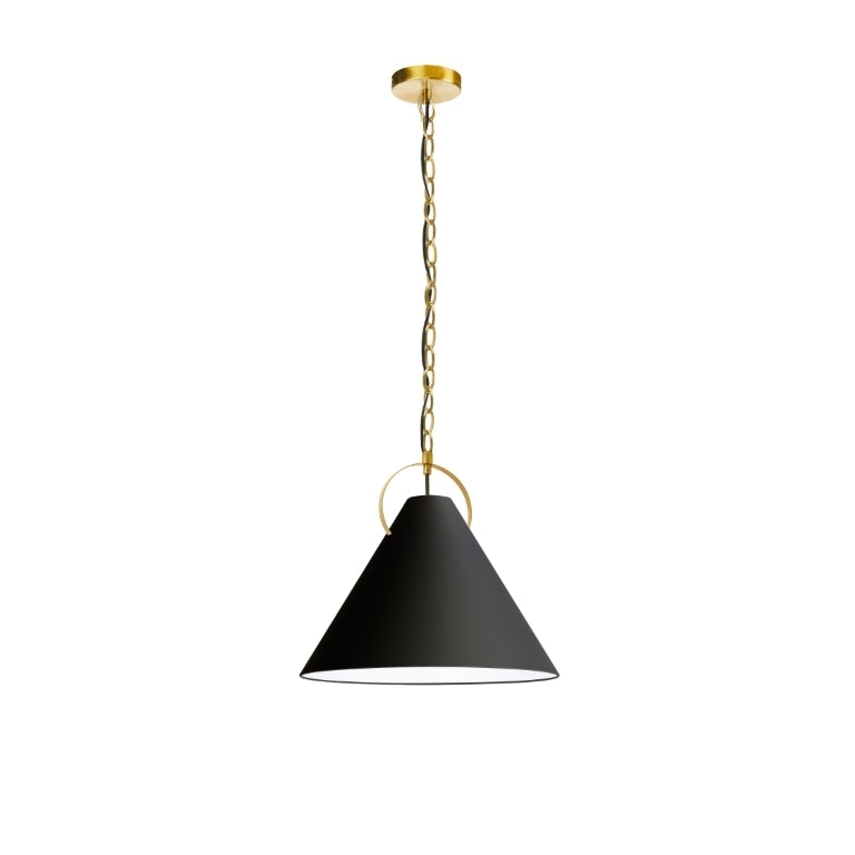 Steel Ring Frame with Conic Fabric Shade Pendant