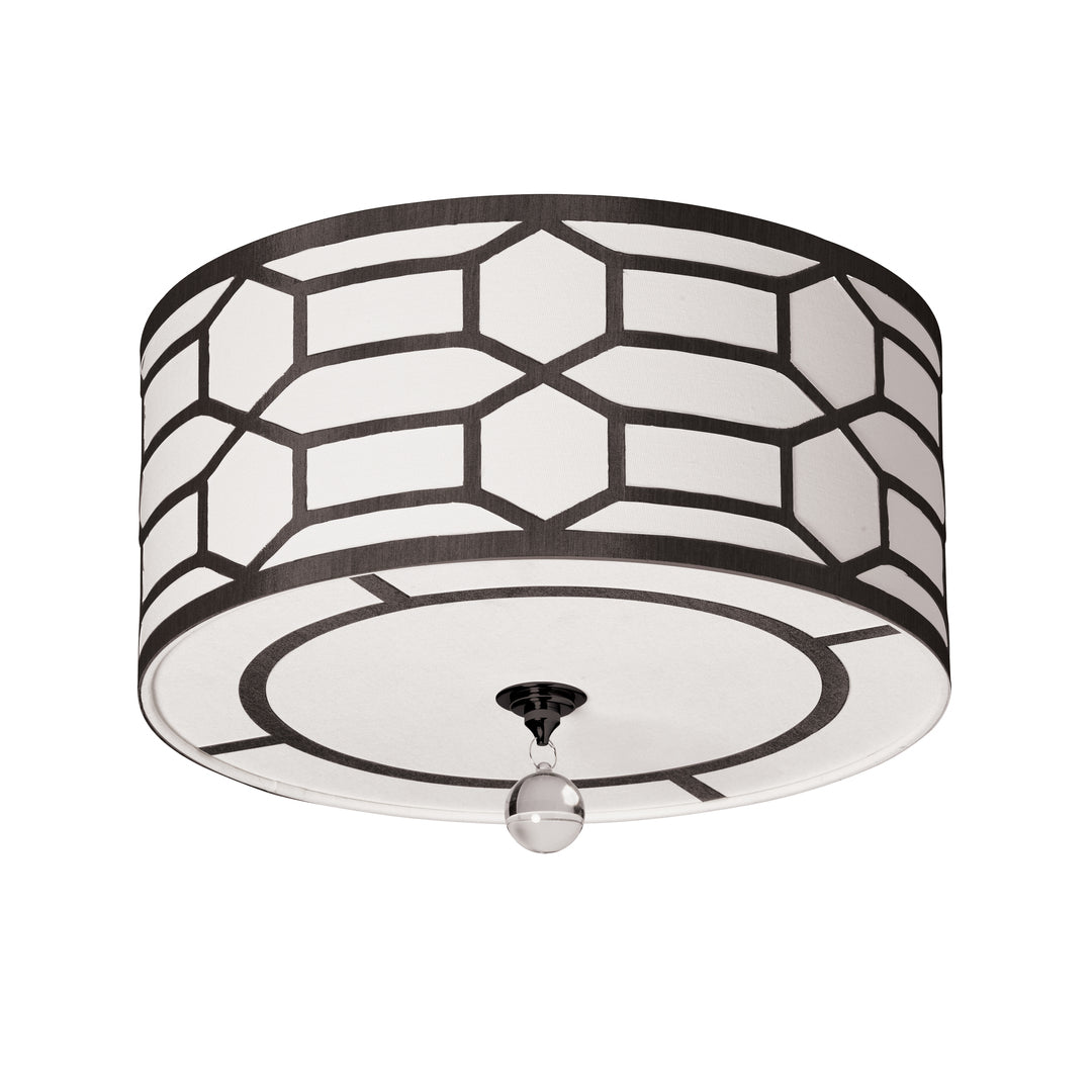 Steel Frame with White and Black Mesmerizing Linear Pattern Flush Mount
