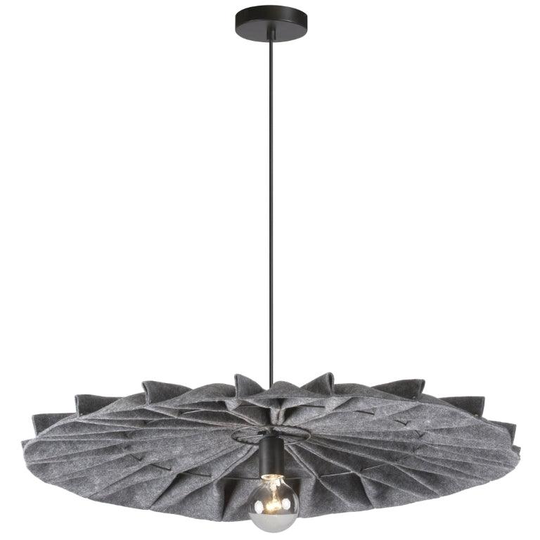 Matte Black with Folded Grey Felt Shade Chandelier - LV LIGHTING