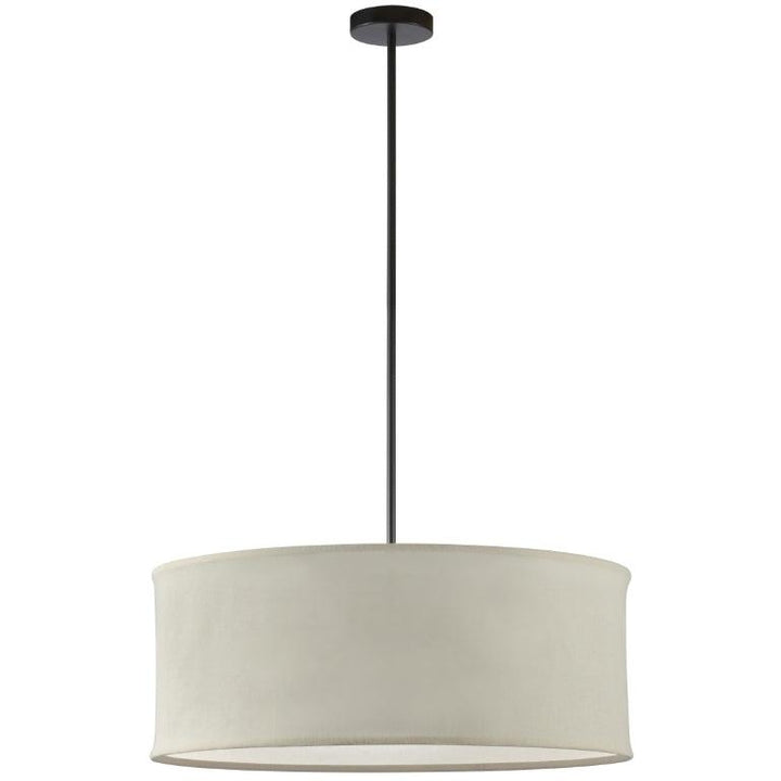 Matte Black with Fabric Drum Shade Chandelier - LV LIGHTING