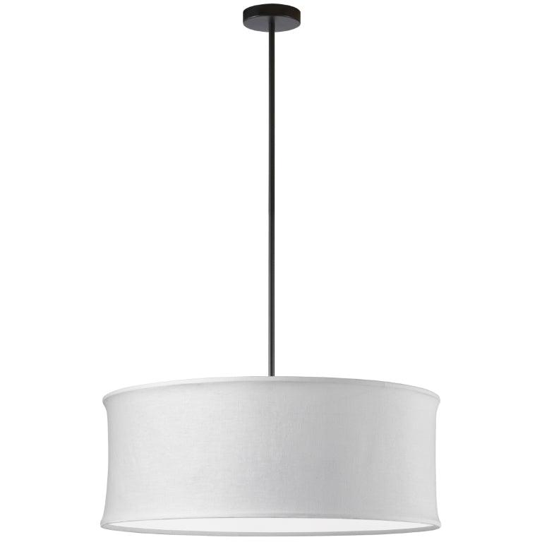 Matte Black with Fabric Drum Shade Chandelier - LV LIGHTING