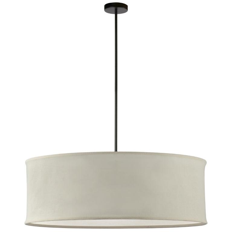 Matte Black with Fabric Drum Shade Chandelier - LV LIGHTING