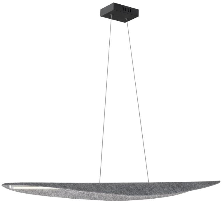 LED Matte Black with Grey Felt Shade Linear Pendant - LV LIGHTING