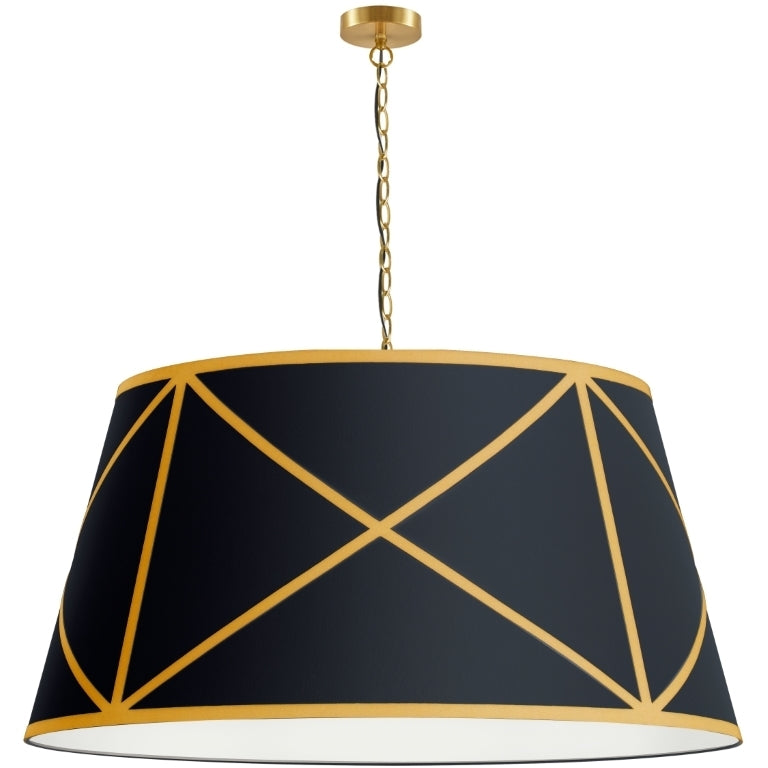 Steel Frame with Fabric Patterned Drum Shade Chandelier / Pendant