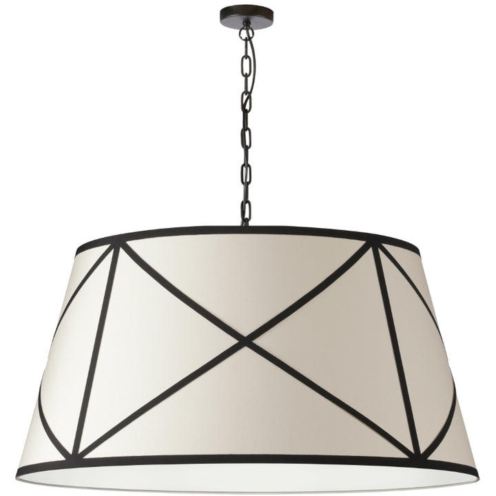 Steel Frame with Fabric Patterned Drum Shade Chandelier / Pendant