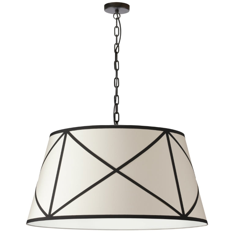 Steel Frame with Fabric Patterned Drum Shade Chandelier / Pendant