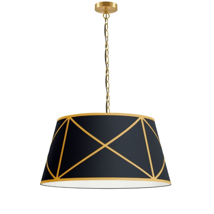 Steel Frame with Fabric Patterned Drum Shade Chandelier / Pendant