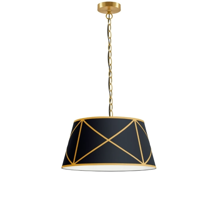 Steel Frame with Fabric Patterned Drum Shade Chandelier / Pendant