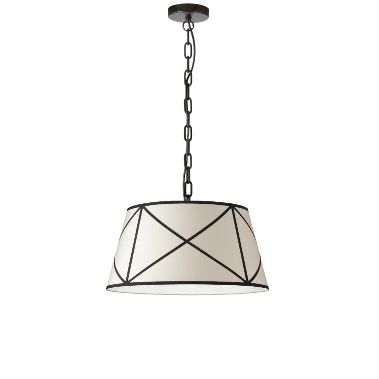 Steel Frame with Fabric Patterned Drum Shade Chandelier / Pendant