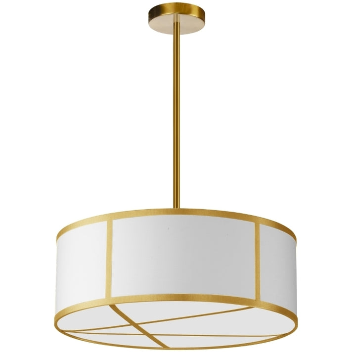 Steel Rod with Line Patterned Drum Shade Chandelier