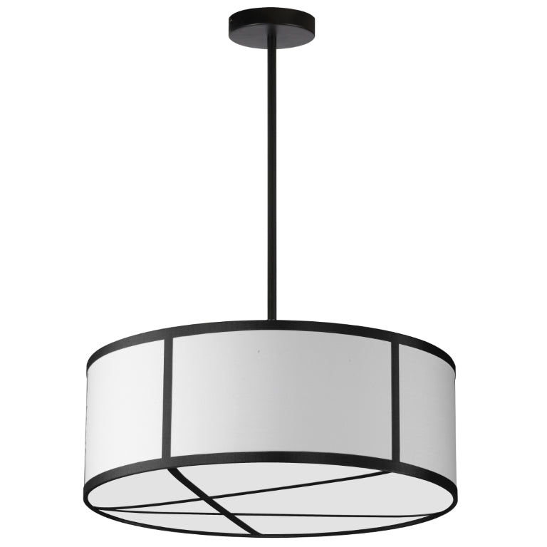 Steel Rod with Line Patterned Drum Shade Chandelier