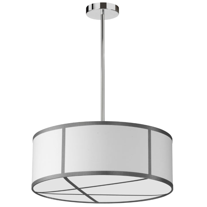 Steel Rod with Line Patterned Drum Shade Chandelier