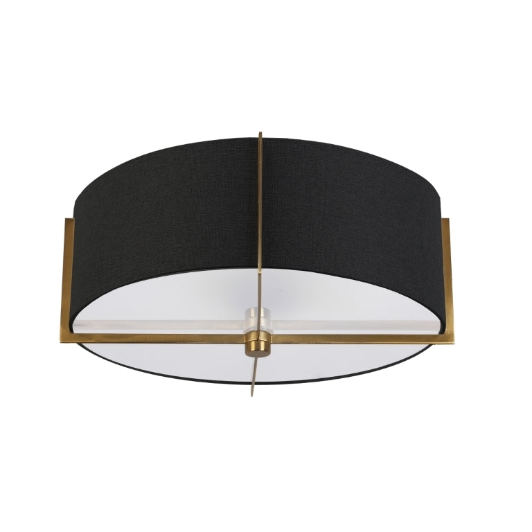 Steel Frame with Fabric Drum Shade Flush Mount
