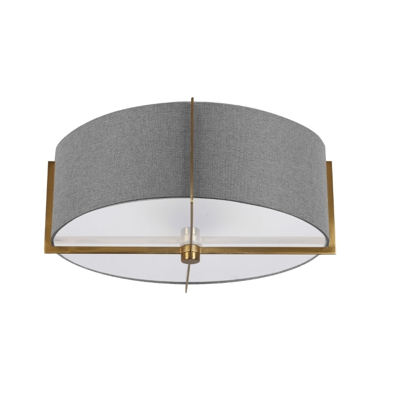 Steel Frame with Fabric Drum Shade Flush Mount