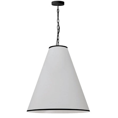 Matte Black Frame with Conical Fabric Shade Pendant / Chandelier - LV LIGHTING