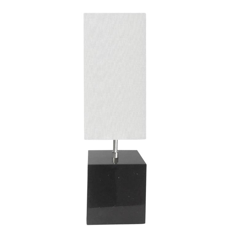 Square Marble Base with White Fabric Shade Table Lamp - LV LIGHTING