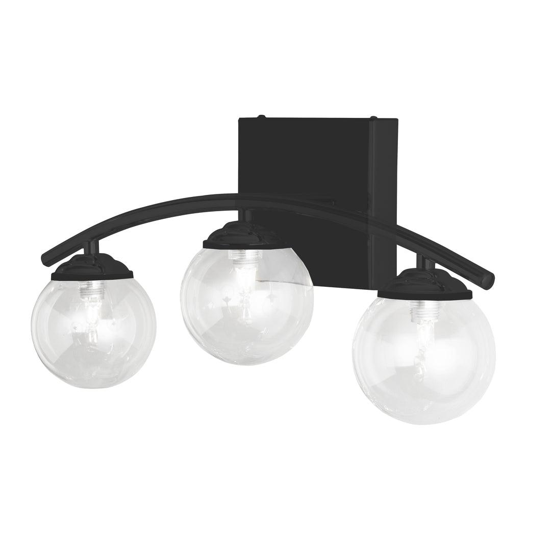 Matte Black Arch Arm with Clear Glass Globe Vanity Light - LV LIGHTING