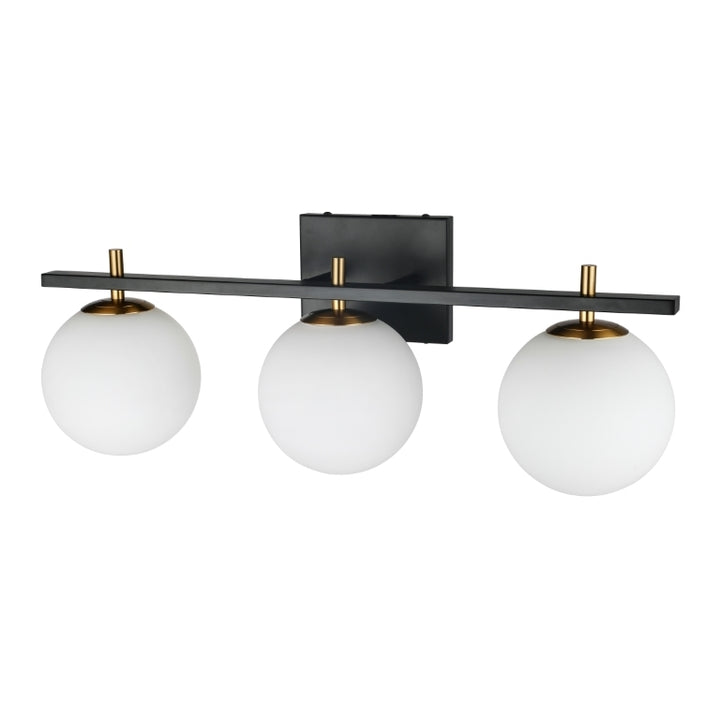 Steel Frame with White Glass Globe Vanity Light