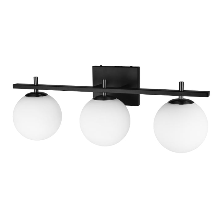 Steel Frame with White Glass Globe Vanity Light