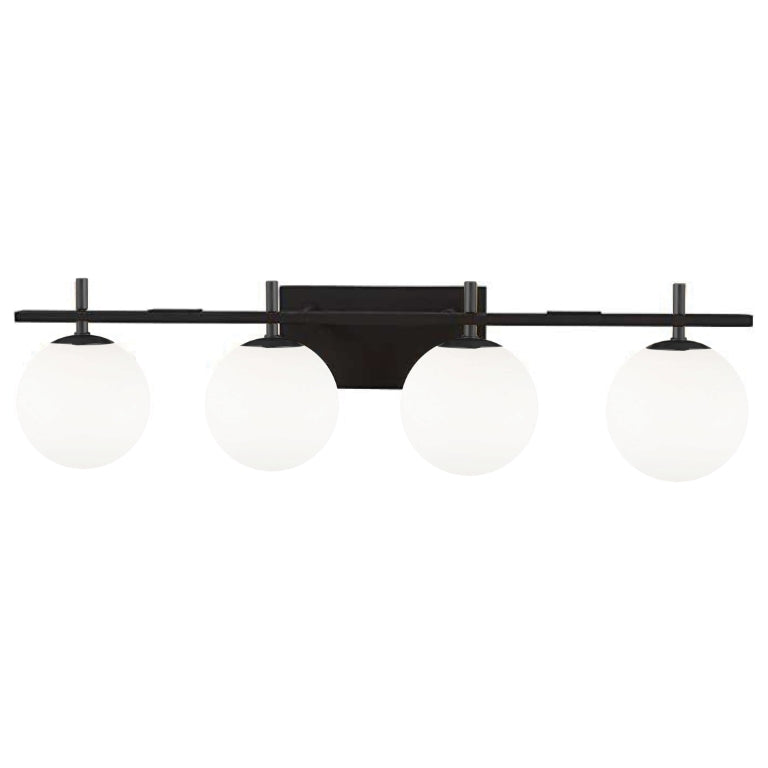 Steel Frame with White Glass Globe Vanity Light