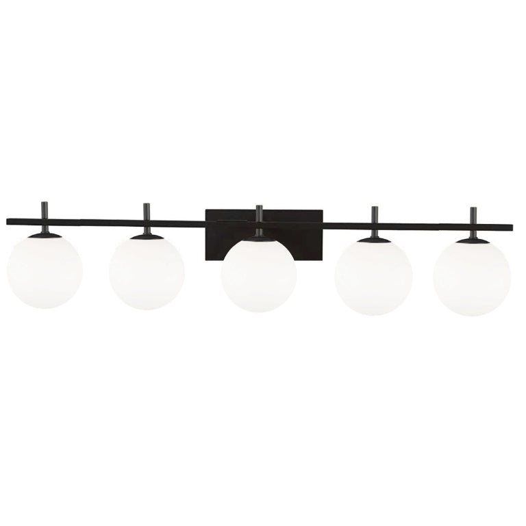 Steel Frame with White Glass Globe Vanity Light