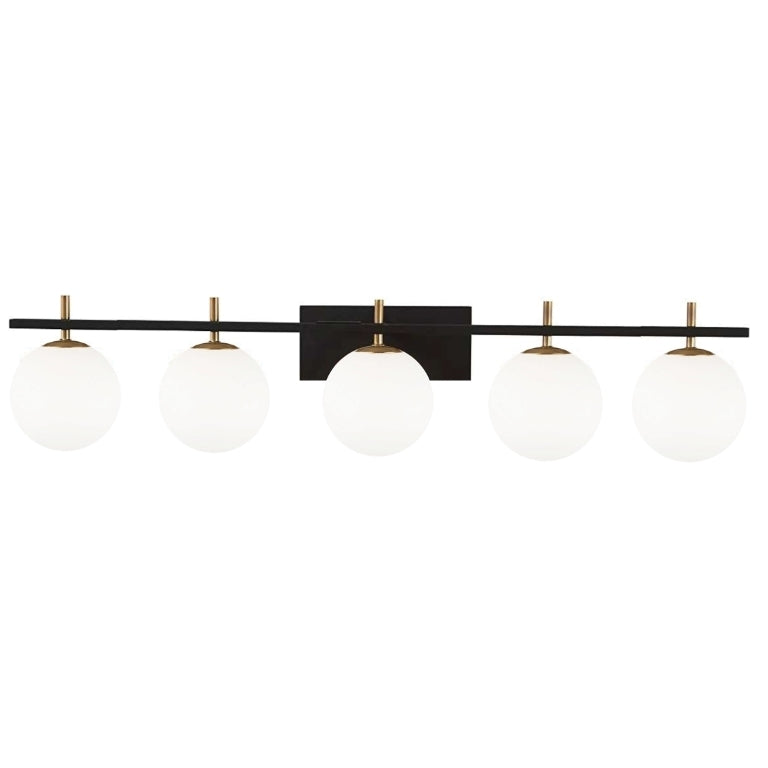 Steel Frame with White Glass Globe Vanity Light