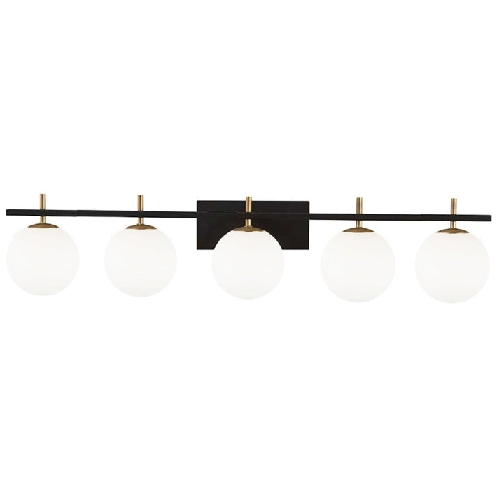 Steel Frame with White Glass Globe Vanity Light