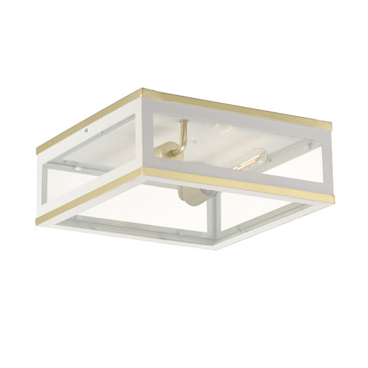 Neoclass 2-Light Outdoor Flush Mount in White with Gold by Maxim Lighting