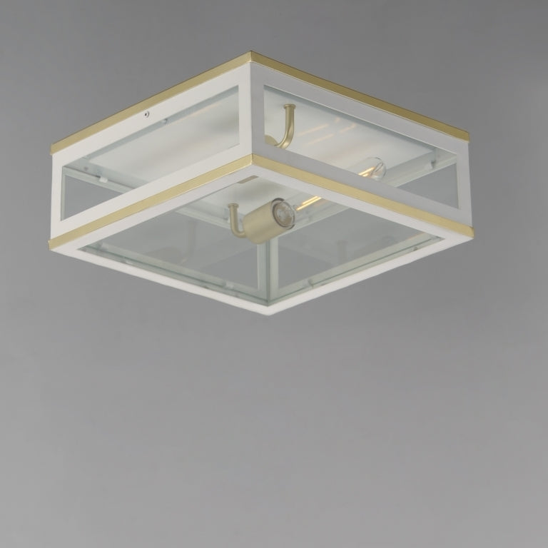 Steel Two Tone Frame with Clear Glass Diffuser Outdoor Flush Mount